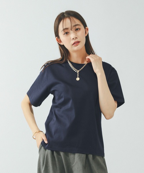GLOBAL WORK（グローバルワーク）の「リッチクリーン透けにくいベーシックT/636788（Tシャツ/カットソー・レディース・ダークグレー/オレンジ系その他3/イエロー系その他4/ネイビー/ブラック/ブラウン/ホワイト・LARGE/SMALL/MEDIUM）」の5枚目の写真