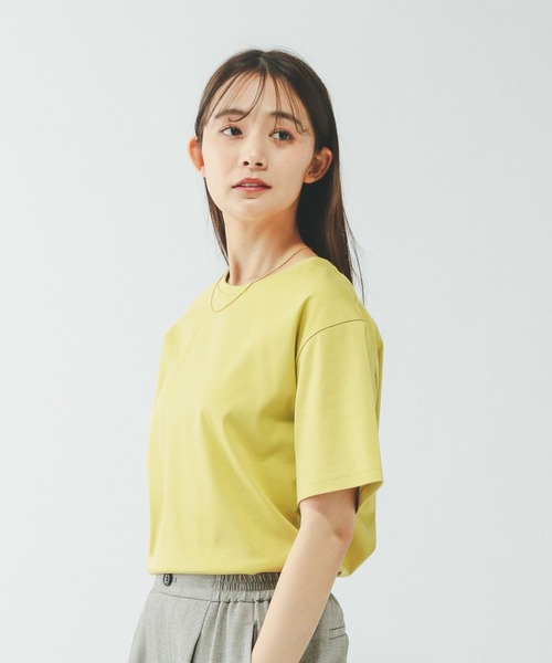 GLOBAL WORK（グローバルワーク）の「リッチクリーン透けにくいベーシックT/636788（Tシャツ/カットソー・レディース・ダークグレー/オレンジ系その他3/イエロー系その他4/ネイビー/ブラック/ブラウン/ホワイト・LARGE/SMALL/MEDIUM）」の6枚目の写真