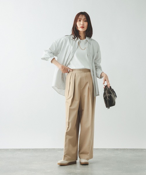 GLOBAL WORK（グローバルワーク）の「リッチクリーン透けにくいベーシックT/636788（Tシャツ/カットソー・レディース・ダークグレー/オレンジ系その他3/イエロー系その他4/ネイビー/ブラック/ブラウン/ホワイト・LARGE/SMALL/MEDIUM）」の8枚目の写真