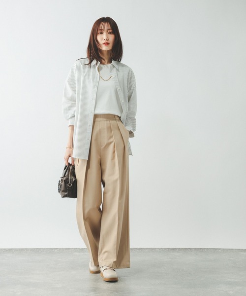 GLOBAL WORK（グローバルワーク）の「リッチクリーン透けにくいベーシックT/636788（Tシャツ/カットソー・レディース・ダークグレー/オレンジ系その他3/イエロー系その他4/ネイビー/ブラック/ブラウン/ホワイト・LARGE/SMALL/MEDIUM）」の9枚目の写真