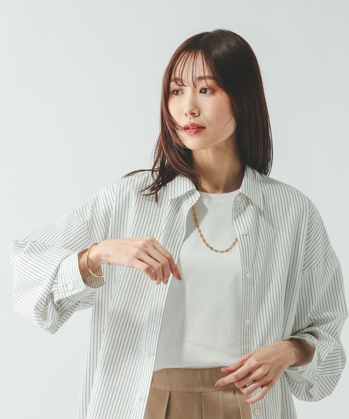 GLOBAL WORK（グローバルワーク）の「リッチクリーン透けにくいベーシックT/636788（Tシャツ/カットソー・レディース・ダークグレー/オレンジ系その他3/イエロー系その他4/ネイビー/ブラック/ブラウン/ホワイト・LARGE/SMALL/MEDIUM）」の10枚目の写真