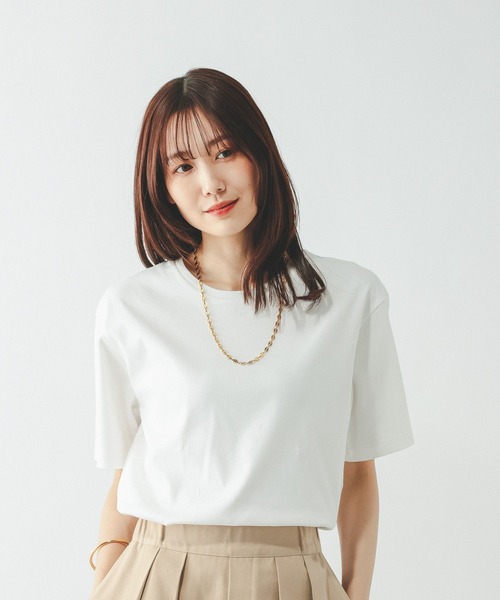 GLOBAL WORK（グローバルワーク）の「リッチクリーン透けにくいベーシックT/636788（Tシャツ/カットソー・レディース・ダークグレー/オレンジ系その他3/イエロー系その他4/ネイビー/ブラック/ブラウン/ホワイト・LARGE/SMALL/MEDIUM）」の11枚目の写真