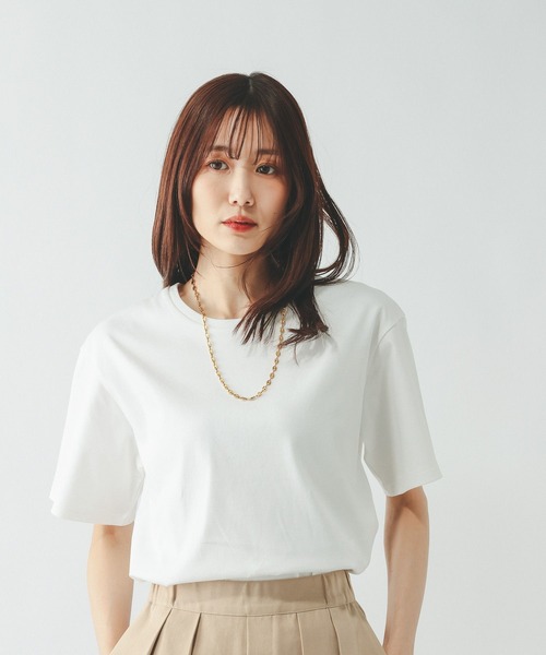 GLOBAL WORK（グローバルワーク）の「リッチクリーン透けにくいベーシックT/636788（Tシャツ/カットソー・レディース・ダークグレー/オレンジ系その他3/イエロー系その他4/ネイビー/ブラック/ブラウン/ホワイト・LARGE/SMALL/MEDIUM）」の12枚目の写真