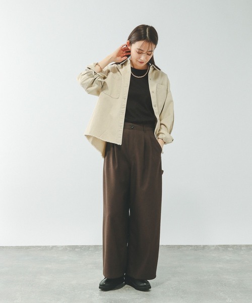 GLOBAL WORK（グローバルワーク）の「リッチクリーン透けにくいベーシックT/636788（Tシャツ/カットソー・レディース・ダークグレー/オレンジ系その他3/イエロー系その他4/ネイビー/ブラック/ブラウン/ホワイト・LARGE/SMALL/MEDIUM）」の14枚目の写真