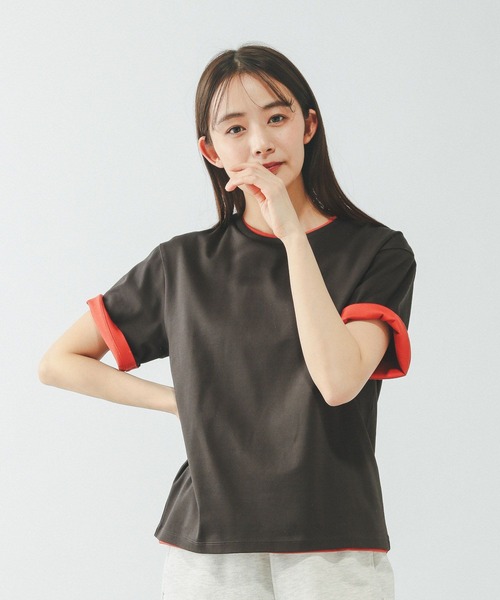 GLOBAL WORK（グローバルワーク）の「リッチクリーン透けにくいベーシックT/636788（Tシャツ/カットソー・レディース・ダークグレー/オレンジ系その他3/イエロー系その他4/ネイビー/ブラック/ブラウン/ホワイト・LARGE/SMALL/MEDIUM）」の19枚目の写真