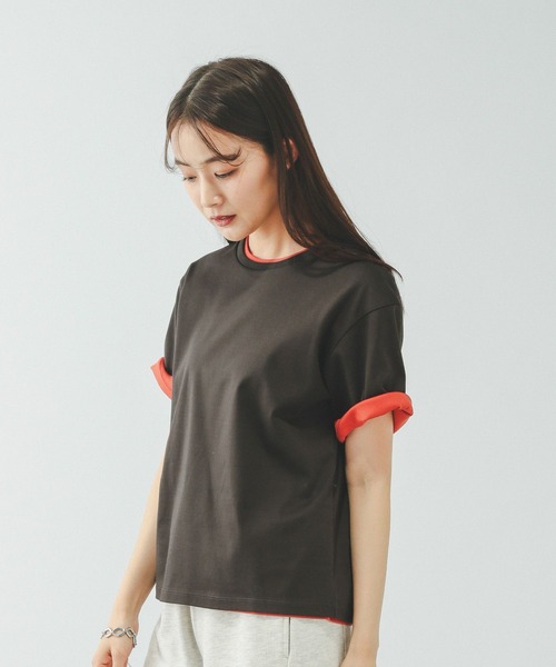 GLOBAL WORK（グローバルワーク）の「リッチクリーン透けにくいベーシックT/636788（Tシャツ/カットソー・レディース・ダークグレー/オレンジ系その他3/イエロー系その他4/ネイビー/ブラック/ブラウン/ホワイト・LARGE/SMALL/MEDIUM）」の20枚目の写真