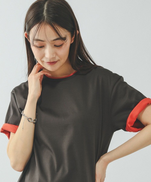 GLOBAL WORK（グローバルワーク）の「リッチクリーン透けにくいベーシックT/636788（Tシャツ/カットソー・レディース・ダークグレー/オレンジ系その他3/イエロー系その他4/ネイビー/ブラック/ブラウン/ホワイト・LARGE/SMALL/MEDIUM）」の21枚目の写真