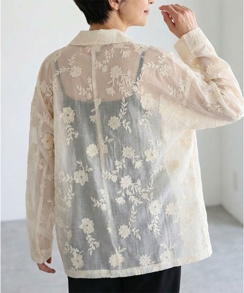 aquagarage（アクアガレージ）の「花柄刺繍テーラードジャケット（その他アウター・レディース・ブラック/アイボリー・FREE）」の5枚目の写真