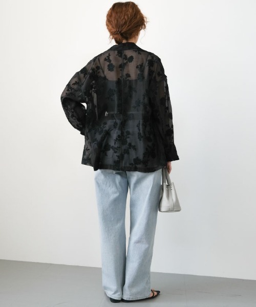 aquagarage（アクアガレージ）の「花柄刺繍テーラードジャケット（その他アウター・レディース・ブラック/アイボリー・FREE）」の9枚目の写真