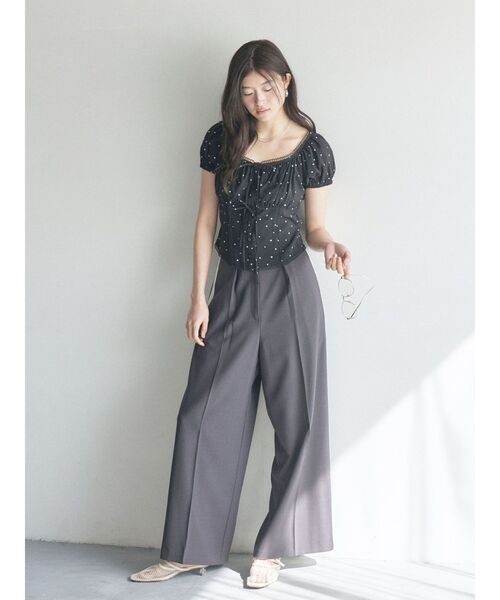 LAGUNAMOON（ラグナムーン）の「センタープレスラインパンツ（その他パンツ・レディース・チャコールグレー/ピンク・SMALL/MEDIUM）」の4枚目の写真