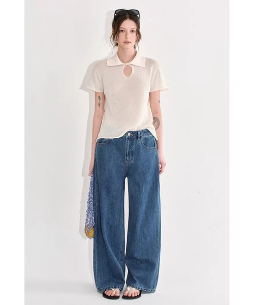 Fano Studios（ファノ ストゥディオズ）の「シンプル ワイド デニムパンツ FX26K053【Fano Studios】【2026SS】（デニムパンツ・レディース・ブルー・S/M/L）」の2枚目の写真