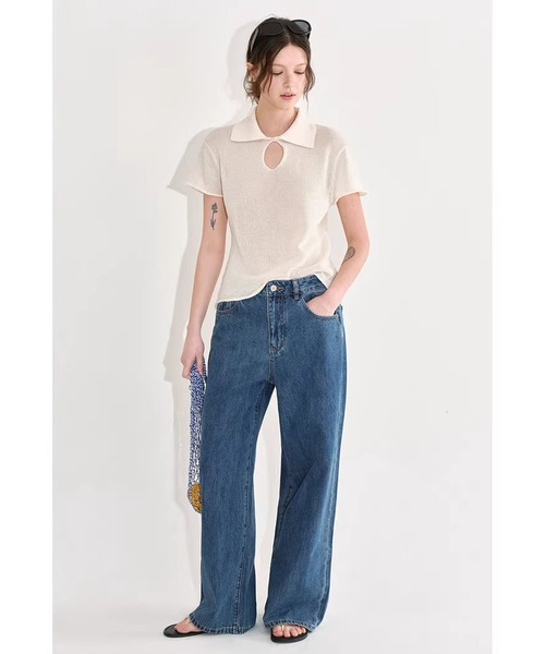 Fano Studios（ファノ ストゥディオズ）の「シンプル ワイド デニムパンツ FX26K053【Fano Studios】【2026SS】（デニムパンツ・レディース・ブルー・S/M/L）」の5枚目の写真