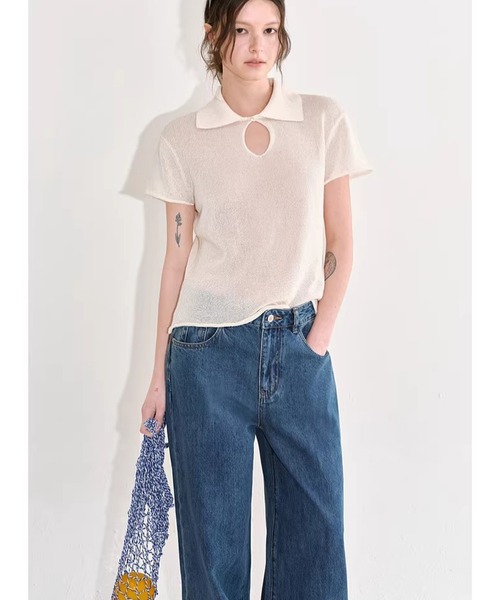 Fano Studios（ファノ ストゥディオズ）の「シンプル ワイド デニムパンツ FX26K053【Fano Studios】【2026SS】（デニムパンツ・レディース・ブルー・S/M/L）」の6枚目の写真