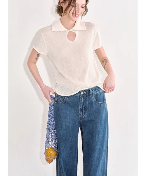 Fano Studios（ファノ ストゥディオズ）の「シンプル ワイド デニムパンツ FX26K053【Fano Studios】【2026SS】（デニムパンツ・レディース・ブルー・S/M/L）」の7枚目の写真