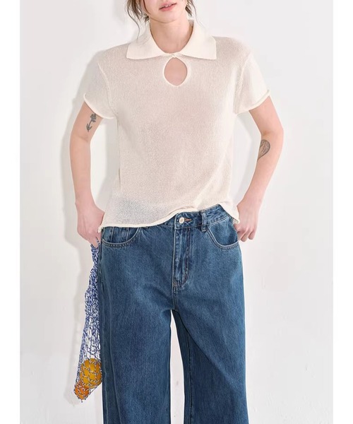 Fano Studios（ファノ ストゥディオズ）の「シンプル ワイド デニムパンツ FX26K053【Fano Studios】【2026SS】（デニムパンツ・レディース・ブルー・S/M/L）」の9枚目の写真