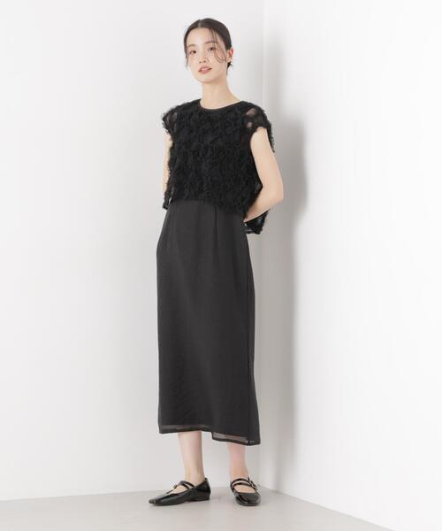 kaene(カエン)の「Kaene/フラッフィーフラワーコンビドレス(ワンピース・レディース・ブラック/ブルー・36)」の5枚目の写真