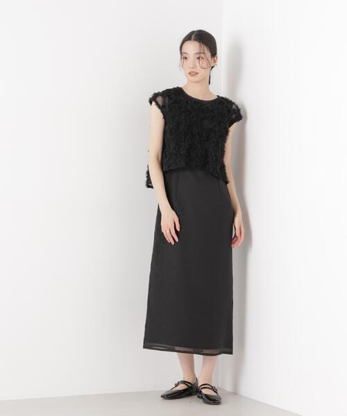 kaene(カエン)の「Kaene/フラッフィーフラワーコンビドレス(ワンピース・レディース・ブラック/ブルー・36)」の8枚目の写真
