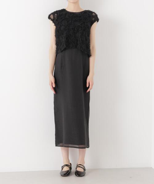kaene(カエン)の「Kaene/フラッフィーフラワーコンビドレス(ワンピース・レディース・ブラック/ブルー・36)」の9枚目の写真