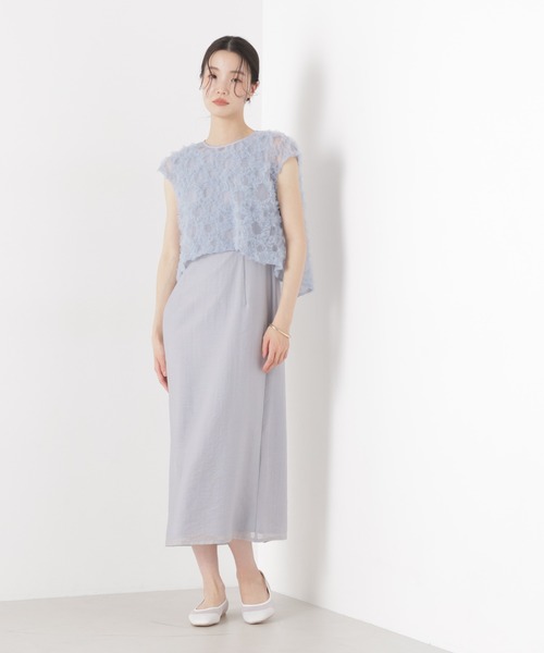 kaene(カエン)の「Kaene/フラッフィーフラワーコンビドレス(ワンピース・レディース・ブラック/ブルー・36)」の1枚目の写真
