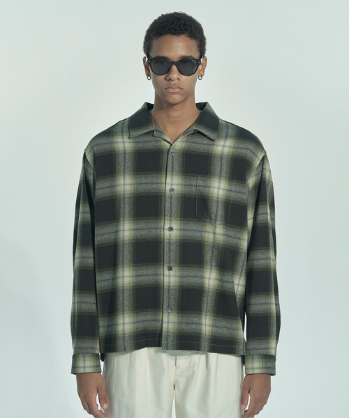 VICTIM（ヴィクティム）の「VICTIM ヴィクティム / OPEN COLLAR CHECK SHIRT オンブレーチェックオープンカラーシャツ / VTM-26-S-001（シャツ/ブラウス・メンズ・ブラック/ブルー/グリーン・2/1）」の5枚目の写真