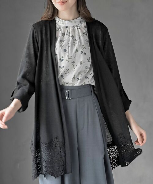 rps(アールピーエス)の「裾レーストッパーカーディガン(カーディガン/ボレロ・レディース・ライトグレー/ブラック・フリー)」の2枚目の写真