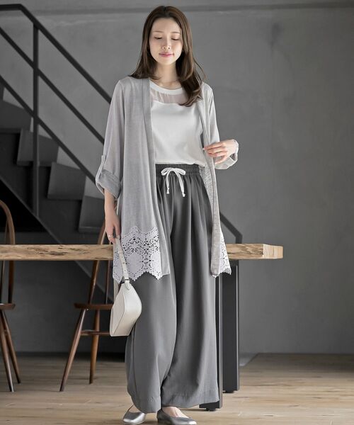 rps(アールピーエス)の「裾レーストッパーカーディガン(カーディガン/ボレロ・レディース・ライトグレー/ブラック・フリー)」の3枚目の写真