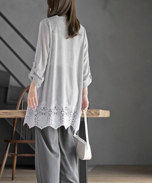 rps(アールピーエス)の「裾レーストッパーカーディガン(カーディガン/ボレロ・レディース・ライトグレー/ブラック・フリー)」の5枚目の写真