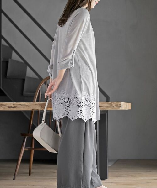 rps(アールピーエス)の「裾レーストッパーカーディガン(カーディガン/ボレロ・レディース・ライトグレー/ブラック・フリー)」の6枚目の写真