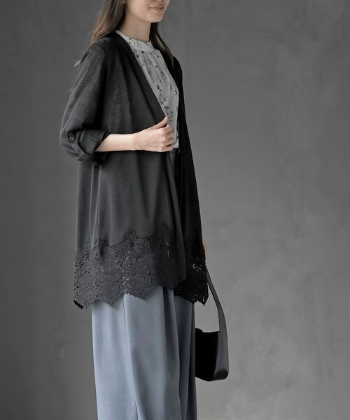 rps(アールピーエス)の「裾レーストッパーカーディガン(カーディガン/ボレロ・レディース・ライトグレー/ブラック・フリー)」の12枚目の写真