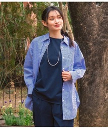 【着回し・日除け・オンオフ】ロンドンストライプオーバーシャツ