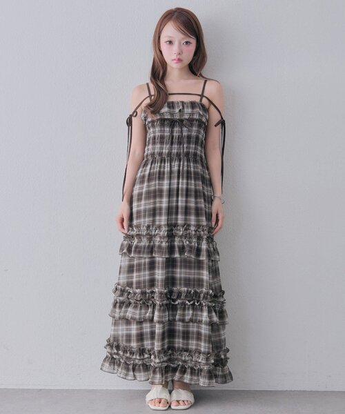主役級/5色展開】Saxe flower stroll ロングワンピ（ワンピース
