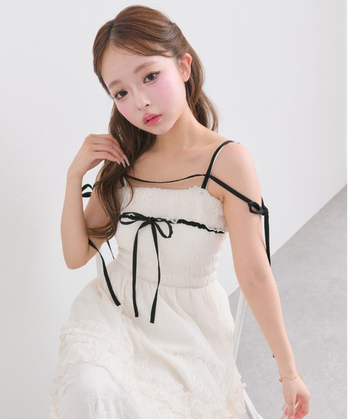 OLIVE des OLIVE(オリーブデオリーブ)の「【WEB限定カラー/8色展開】Saxe flower stroll ロングワンピ(ワンピース・レディース・アイボリー/サックスブルー/チェック/ブラック/ドット/ブラウン/ブラック系その他/ブラウン系その他・FREE)」の9枚目の写真
