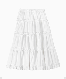 DISCHORDSOUND（ディスコードサウンド）の「カンカンフリルフレアバンディングロングスカート[ホワイト]（スカート）」