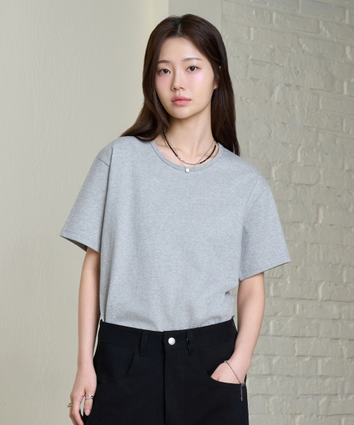 HYOJI（ヒョージ）の「26 SS クロップ半袖Tシャツ（ラウンド/ユーネック）（Tシャツ/カットソー・レディース・ブラック/グレー/ホワイト/ブラック系その他3/グレー系その他2/ホワイト系その他2・M/L/XL/S）」の12枚目の写真