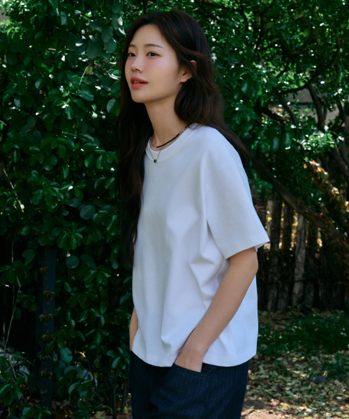 HYOJI（ヒョージ）の「26 SS クロップ半袖Tシャツ（ラウンド/ユーネック）（Tシャツ/カットソー・レディース・ブラック/グレー/ホワイト/ブラック系その他3/グレー系その他2/ホワイト系その他2・M/L/XL/S）」の8枚目の写真