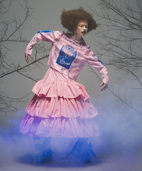 NON TOKYO（ノントーキョー）の「PRINT RIB PUFF SLEEVE C/S（Tシャツ/カットソー・レディース・ブルー系/ピンク/ブラウン系・FREE）」の4枚目の写真