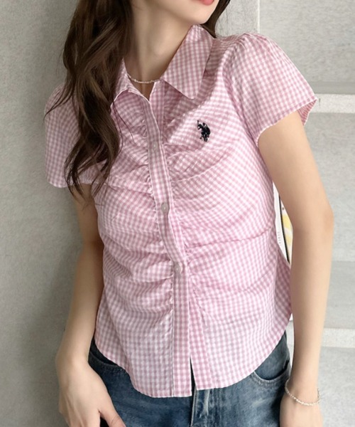 U.S. POLO ASSN.(ユーエスポロアッスン)の「【Ada.別注 U.S. POLO ASSN.】フロント ギャザー ショート チェック シャツ ◎(シャツ/ブラウス・レディース・ネイビー/ピンク/ブラック/イエロー・M/L)」の16枚目の写真