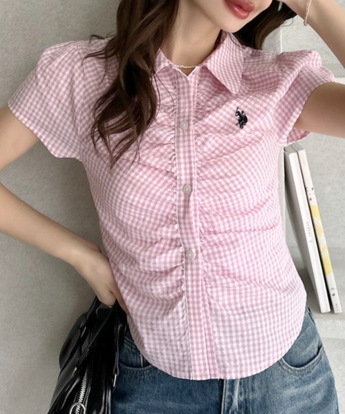 U.S. POLO ASSN.(ユーエスポロアッスン)の「【Ada.別注 U.S. POLO ASSN.】フロント ギャザー ショート チェック シャツ ◎(シャツ/ブラウス・レディース・ネイビー/ピンク/ブラック/イエロー・M/L)」の20枚目の写真