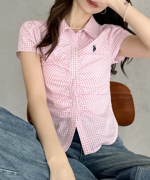U.S. POLO ASSN.(ユーエスポロアッスン)の「【Ada.別注 U.S. POLO ASSN.】フロント ギャザー ショート チェック シャツ ◎(シャツ/ブラウス・レディース・ネイビー/ピンク/ブラック/イエロー・M/L)」の19枚目の写真