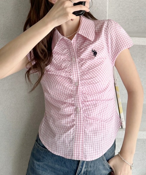 U.S. POLO ASSN.(ユーエスポロアッスン)の「【Ada.別注 U.S. POLO ASSN.】フロント ギャザー ショート チェック シャツ ◎(シャツ/ブラウス・レディース・ネイビー/ピンク/ブラック/イエロー・M/L)」の21枚目の写真