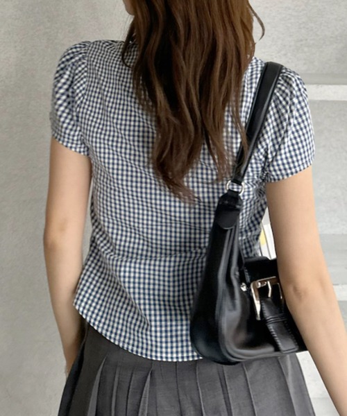 U.S. POLO ASSN.(ユーエスポロアッスン)の「【Ada.別注 U.S. POLO ASSN.】フロント ギャザー ショート チェック シャツ ◎(シャツ/ブラウス・レディース・ネイビー/ピンク/ブラック/イエロー・M/L)」の12枚目の写真