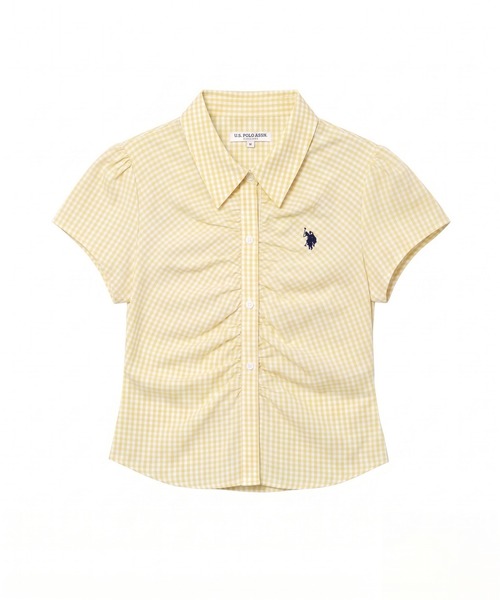 U.S. POLO ASSN.(ユーエスポロアッスン)の「【Ada.別注 U.S. POLO ASSN.】フロント ギャザー ショート チェック シャツ ◎(シャツ/ブラウス・レディース・ネイビー/ピンク/ブラック/イエロー・M/L)」の5枚目の写真