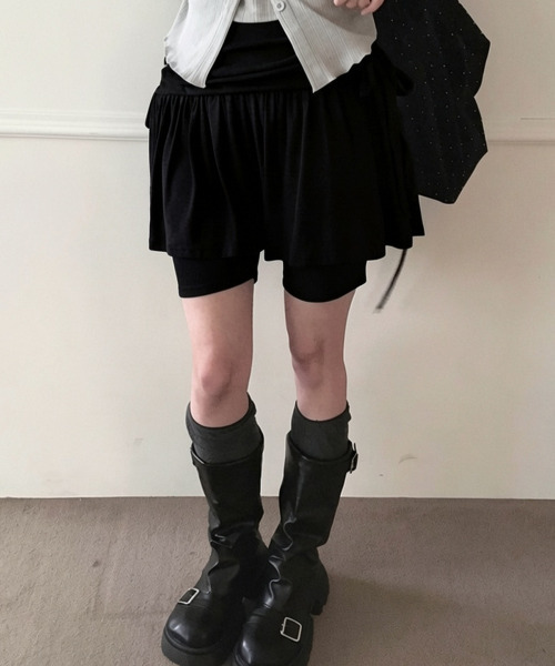 VIVID LADY(ビビッドレディー)の「ドローストリング レイヤード風スカパン(スカート・レディース・ブラック/チャコールグレー/グレー・FREE)」の22枚目の写真