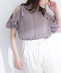 NATURAL BEAUTY BASIC | ショルダースリットフリルブラウス(シャツ/ブラウス)