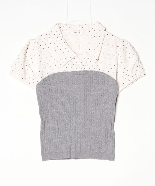 TITTY&CO.(ティティーアンドコー)の「ドット切り替えシャツ(シャツ/ブラウス・レディース・ホワイト/グレー/ピンク・FREE)」の5枚目の写真
