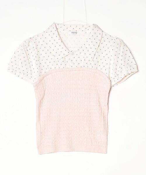 TITTY&CO.(ティティーアンドコー)の「ドット切り替えシャツ(シャツ/ブラウス・レディース・ホワイト/グレー/ピンク・FREE)」の6枚目の写真