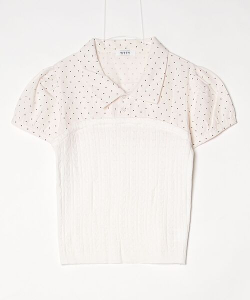 TITTY&CO.(ティティーアンドコー)の「ドット切り替えシャツ(シャツ/ブラウス・レディース・ホワイト/グレー/ピンク・FREE)」の7枚目の写真