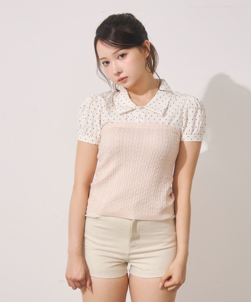 TITTY&CO.(ティティーアンドコー)の「ドット切り替えシャツ(シャツ/ブラウス・レディース・ホワイト/グレー/ピンク・FREE)」の21枚目の写真