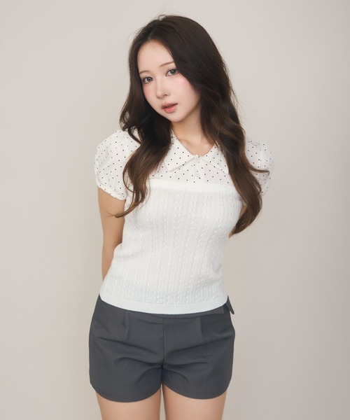 TITTY&CO.(ティティーアンドコー)の「ドット切り替えシャツ(シャツ/ブラウス・レディース・ホワイト/グレー/ピンク・FREE)」の15枚目の写真