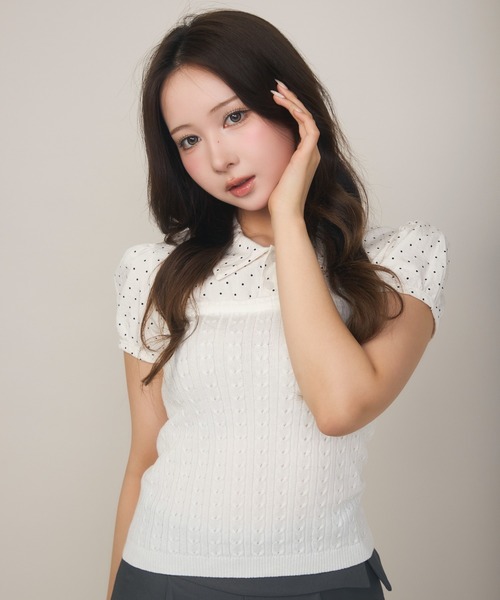 TITTY&CO.(ティティーアンドコー)の「ドット切り替えシャツ(シャツ/ブラウス・レディース・ホワイト/グレー/ピンク・FREE)」の16枚目の写真